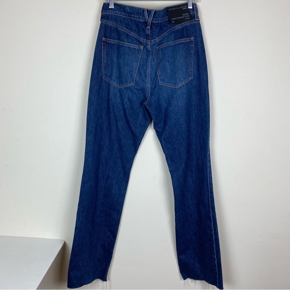 Veronica Beard Keane Long Straight Leg High Rise Front Slit Jeans Size 30 - Picture 5 of 14
